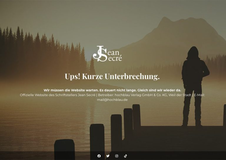 Wartungsseite der offiziellen Website des Schriftstellers Jean Secré